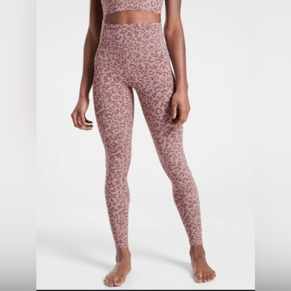 Athleta Mauve Pink Leopard Print High-Rise Leggings